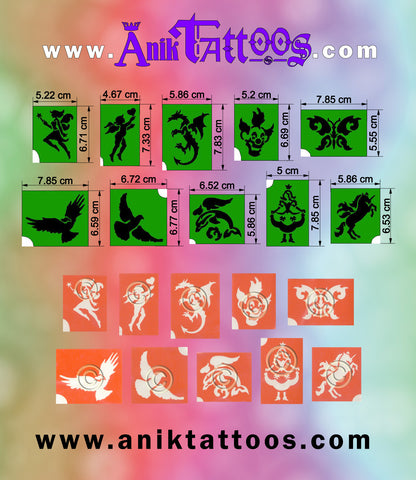 Glitter Anik Temporary Tattoos 40 Stencils Set-1