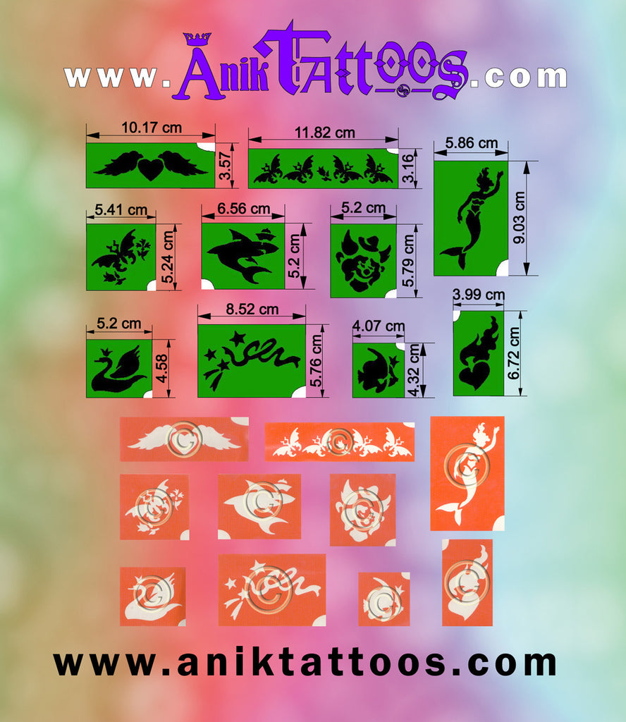 Glitter Anik Temporary Tattoos 40 Stencils Set-2