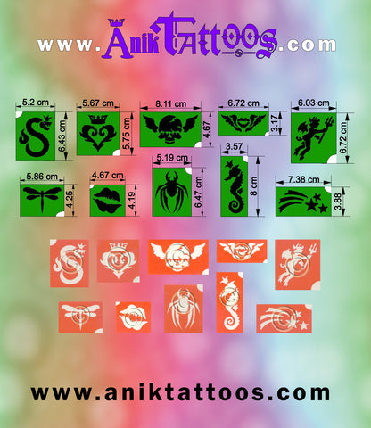 Glitter Anik Temporary Tattoos 40 Stencils Set-3