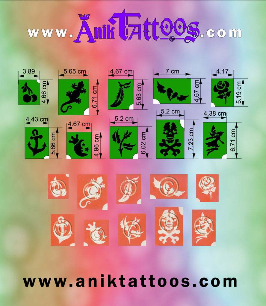 Glitter Anik Temporary Tattoos 40 Stencils Set-4