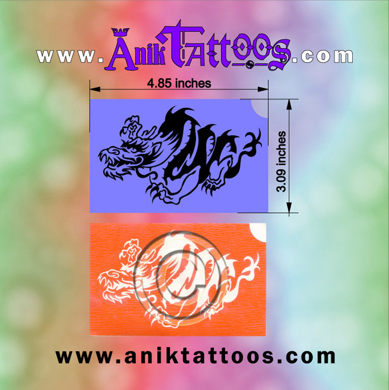 Airbrush Colorini Anik Temporary Tattoos 10 Stencils of Dragon